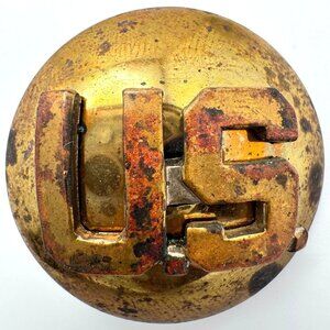 Vintage Brass U.S. Military Hat Badge Pin With Screw Back Design